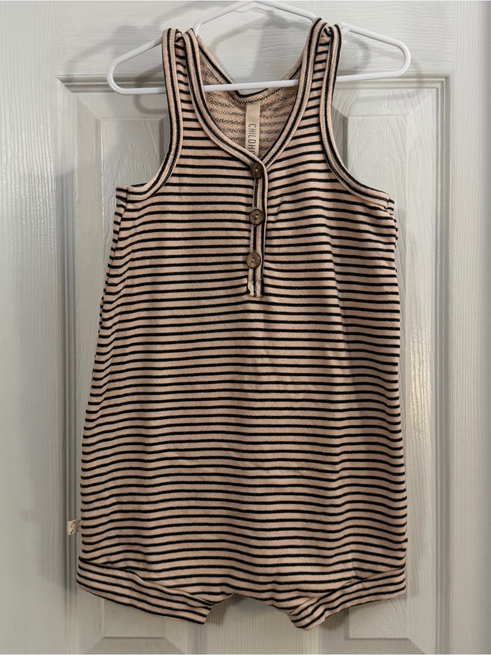 Childhoods Baby Boy Striped Tan & Black Sleeveless Romper